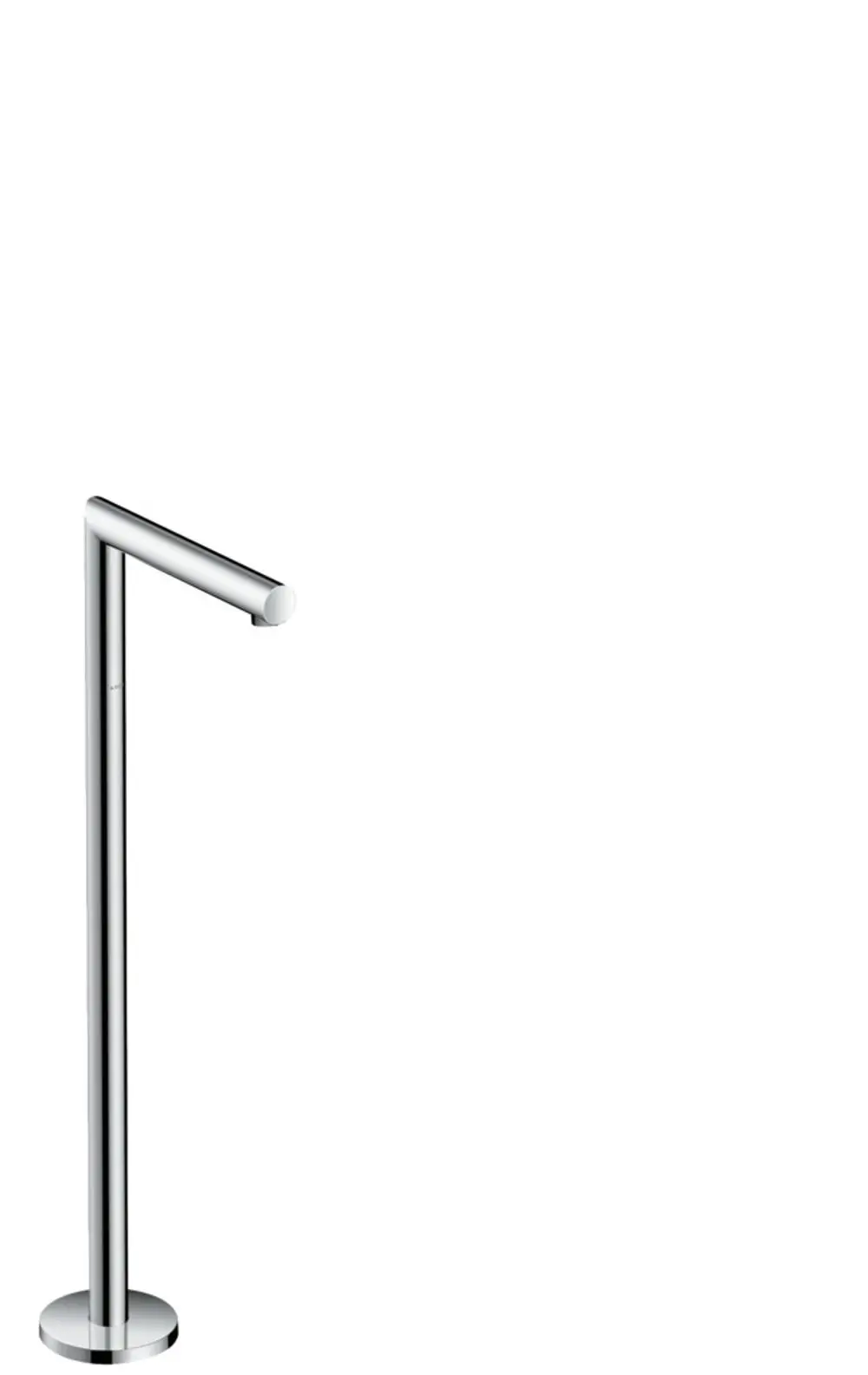 Bodenstehender Edelstahl-Wanneneinlauf von AXOR mit gerader Form. Das Design zeigt eine schlanke, moderne Bauweise ohne zusätzliche Verzierungen.